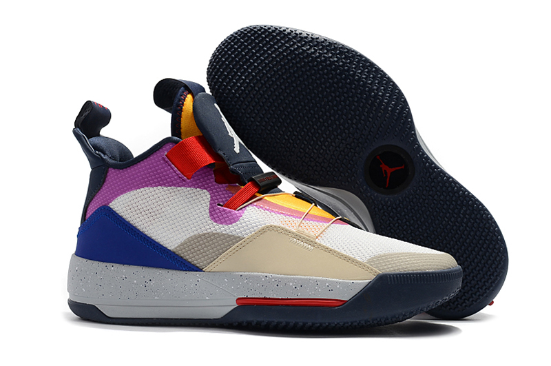 Air Jordan 33 White Yellow Purple Red Black Shoes - Click Image to Close